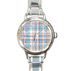 Plaid Round Italian Charm Watch by nate14shop