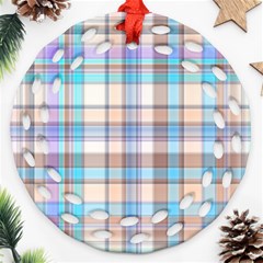 Plaid Round Filigree Ornament (two Sides) by nate14shop