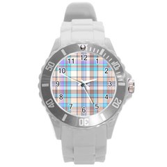 Plaid Round Plastic Sport Watch (l)