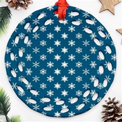 Snowflakes 001 Round Filigree Ornament (two Sides) by nate14shop