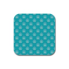 Snowflakes 002 Rubber Square Coaster (4 Pack) by nate14shop