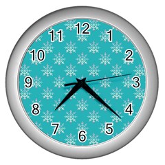 Snowflakes 002 Wall Clock (silver)