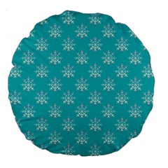 Snowflakes 002 Large 18  Premium Round Cushions by nate14shop