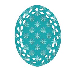 Snowflakes 002 Ornament (oval Filigree) by nate14shop