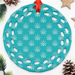 Snowflakes 002 Round Filigree Ornament (two Sides) by nate14shop