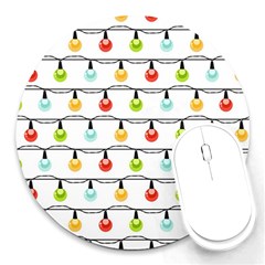 Christmas-light-bulbs-seamless-pattern-colorful-xmas-garland Round Mousepads by nate14shop