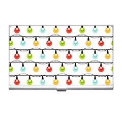 Christmas-light-bulbs-seamless-pattern-colorful-xmas-garland Business Card Holder by nate14shop