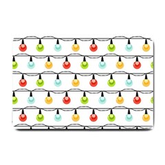 Christmas-light-bulbs-seamless-pattern-colorful-xmas-garland Small Doormat  by nate14shop