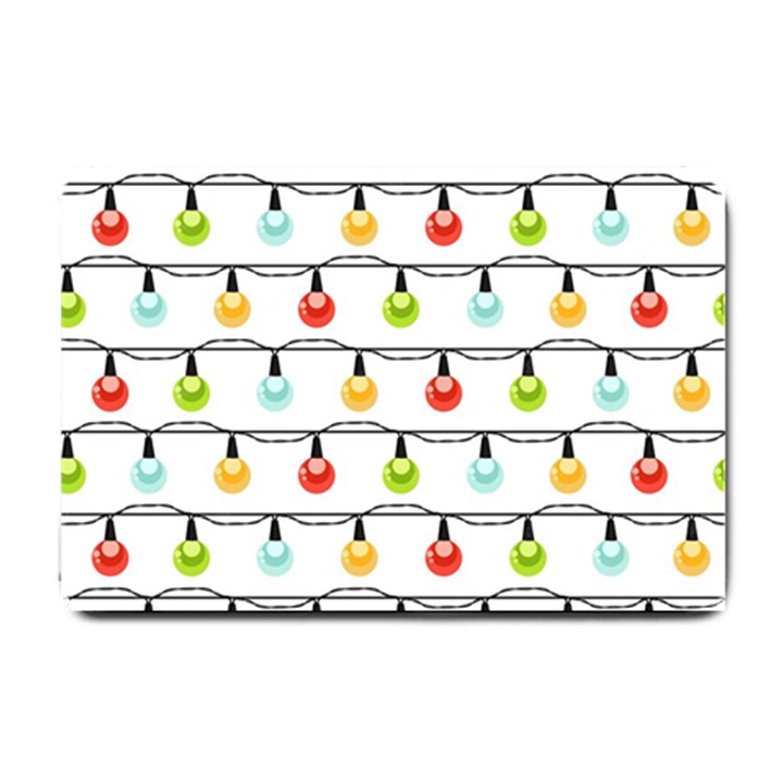 Christmas-light-bulbs-seamless-pattern-colorful-xmas-garland Small Doormat 