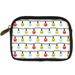 Christmas-light-bulbs-seamless-pattern-colorful-xmas-garland Digital Camera Leather Case