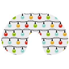 Christmas-light-bulbs-seamless-pattern-colorful-xmas-garland Travel Neck Pillow by nate14shop