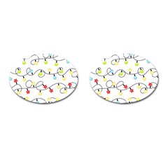 Christmas-light-bulbs-seamless-pattern-colorful-xmas-garland,white Cufflinks (oval) by nate14shop