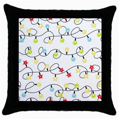 Christmas-light-bulbs-seamless-pattern-colorful-xmas-garland,white Throw Pillow Case (black)