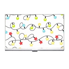 Christmas-light-bulbs-seamless-pattern-colorful-xmas-garland,white Business Card Holder by nate14shop