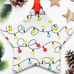 Christmas-light-bulbs-seamless-pattern-colorful-xmas-garland,white Ornament (star) by nate14shop