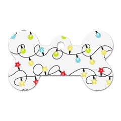 Christmas-light-bulbs-seamless-pattern-colorful-xmas-garland,white Dog Tag Bone (two Sides) by nate14shop