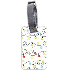 Christmas-light-bulbs-seamless-pattern-colorful-xmas-garland,white Luggage Tag (two Sides) by nate14shop