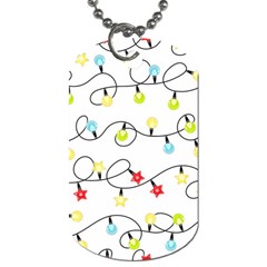 Christmas-light-bulbs-seamless-pattern-colorful-xmas-garland,white Dog Tag (one Side) by nate14shop