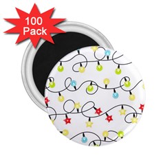 Christmas-light-bulbs-seamless-pattern-colorful-xmas-garland,white 2 25  Magnets (100 Pack)  by nate14shop