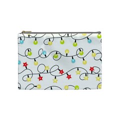 Christmas-light-bulbs-seamless-pattern-colorful-xmas-garland,white Cosmetic Bag (medium) by nate14shop