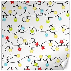 Christmas-light-bulbs-seamless-pattern-colorful-xmas-garland,white Canvas 12  X 12  by nate14shop