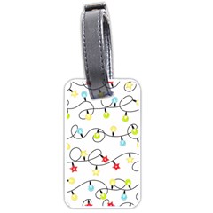 Christmas-light-bulbs-seamless-pattern-colorful-xmas-garland,white Luggage Tag (one Side) by nate14shop