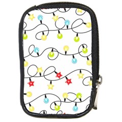 Christmas-light-bulbs-seamless-pattern-colorful-xmas-garland,white Compact Camera Leather Case by nate14shop