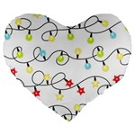 Christmas-light-bulbs-seamless-pattern-colorful-xmas-garland,white Large 19  Premium Heart Shape Cushions Front