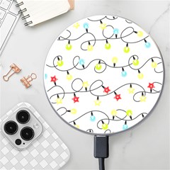 Christmas-light-bulbs-seamless-pattern-colorful-xmas-garland,white Wireless Charger by nate14shop