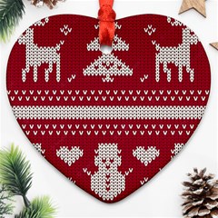 Christmas-seamless-knitted-pattern-background 001 Ornament (heart) by nate14shop