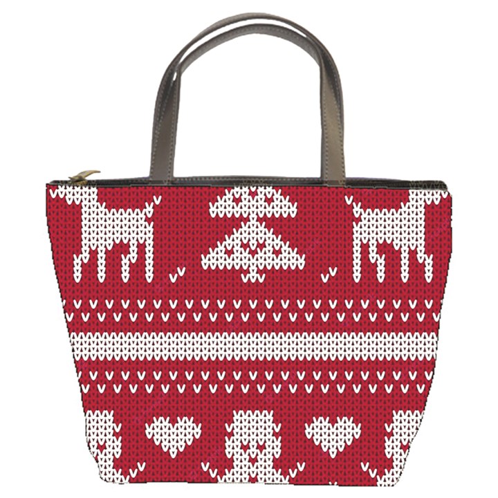 Christmas-seamless-knitted-pattern-background 001 Bucket Bag