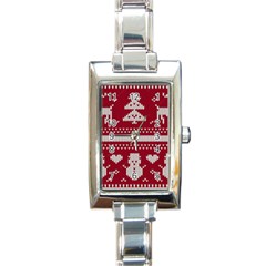 Christmas-seamless-knitted-pattern-background 001 Rectangle Italian Charm Watch by nate14shop