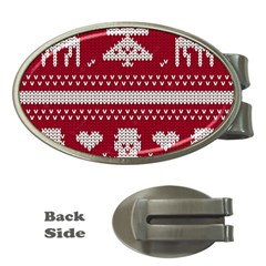 Christmas-seamless-knitted-pattern-background 001 Money Clips (oval)  by nate14shop