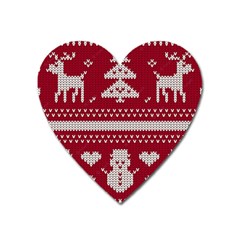 Christmas-seamless-knitted-pattern-background 001 Heart Magnet by nate14shop