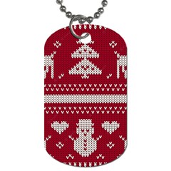 Christmas-seamless-knitted-pattern-background 001 Dog Tag (one Side) by nate14shop