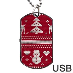 Christmas-seamless-knitted-pattern-background 001 Dog Tag Usb Flash (one Side) by nate14shop