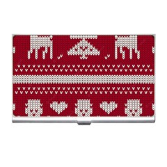 Christmas-seamless-knitted-pattern-background 001 Business Card Holder by nate14shop