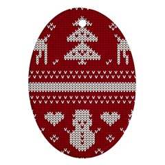 Christmas-seamless-knitted-pattern-background 001 Oval Ornament (two Sides) by nate14shop