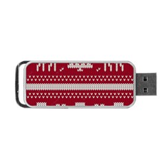 Christmas-seamless-knitted-pattern-background 001 Portable Usb Flash (two Sides) by nate14shop