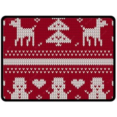 Christmas-seamless-knitted-pattern-background 001 Fleece Blanket (large)  by nate14shop