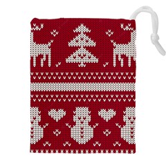 Christmas-seamless-knitted-pattern-background 001 Drawstring Pouch (5xl) by nate14shop