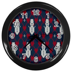 Christmas-seamless-knitted-pattern-background 002 Wall Clock (black) by nate14shop