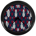 Christmas-seamless-knitted-pattern-background 002 Wall Clock (Black) Front