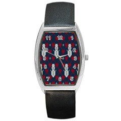 Christmas-seamless-knitted-pattern-background 002 Barrel Style Metal Watch by nate14shop