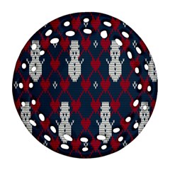 Christmas-seamless-knitted-pattern-background 002 Ornament (round Filigree) by nate14shop