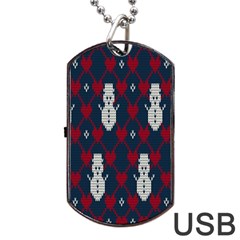 Christmas-seamless-knitted-pattern-background 002 Dog Tag Usb Flash (one Side) by nate14shop