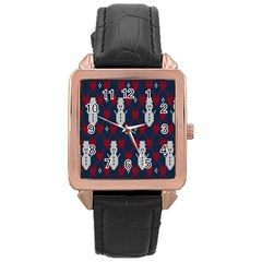 Christmas-seamless-knitted-pattern-background 002 Rose Gold Leather Watch  by nate14shop