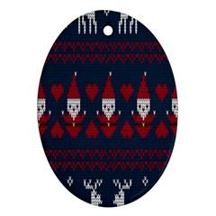 Christmas-seamless-knitted-pattern-background 003 Ornament (oval) by nate14shop