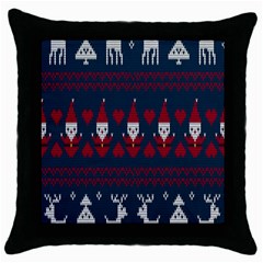 Christmas-seamless-knitted-pattern-background 003 Throw Pillow Case (black)