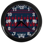 Christmas-seamless-knitted-pattern-background 003 Wall Clock (Black) Front